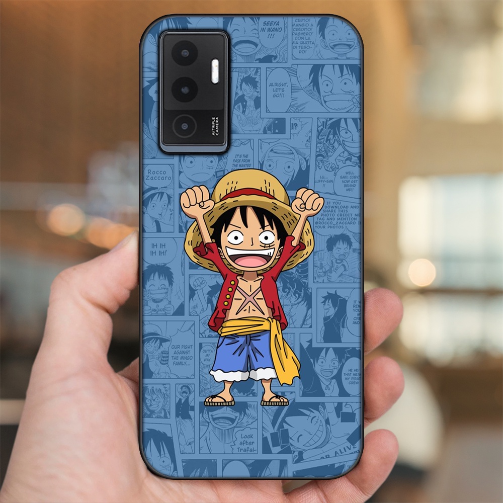 Ốp lưng Vivo V23e viền đen in hình Luffy One Piece