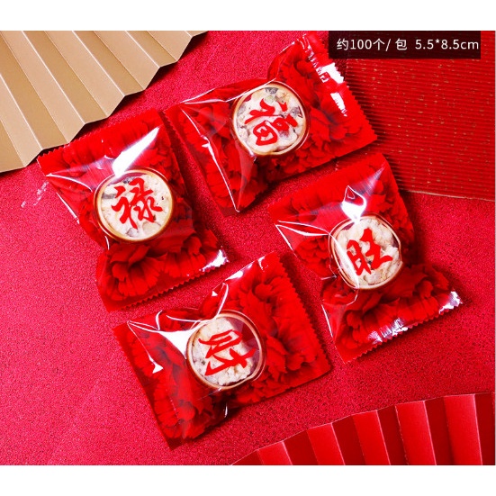 100 Túi bánh quy/ bánh hành đỏ chữ phúc