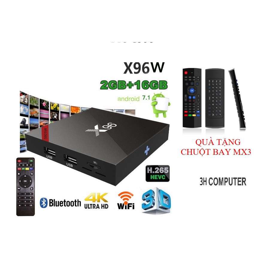 [Mã ELMS4 giảm 7% đơn 500K] [Mã ELMS4 giảm 7% đơn 500K] TIVI BOX X96W BLUETOOTH TẶNG CHUỘT BAY MX3