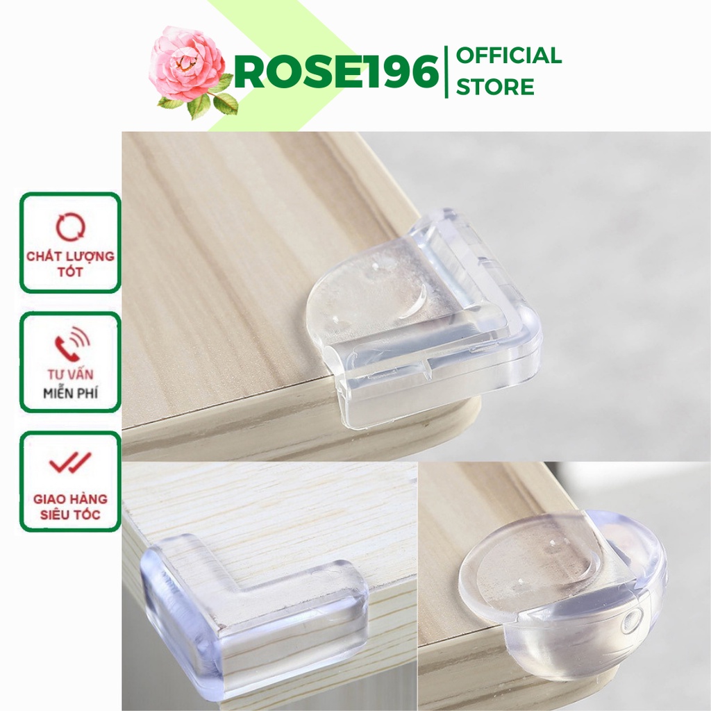 Bộ 4 cái bịt góc bàn, bịt cạnh bàn silicon bảo vệ an toàn cho bé kèm miếng dán keo 3M ROSE196 (D30)