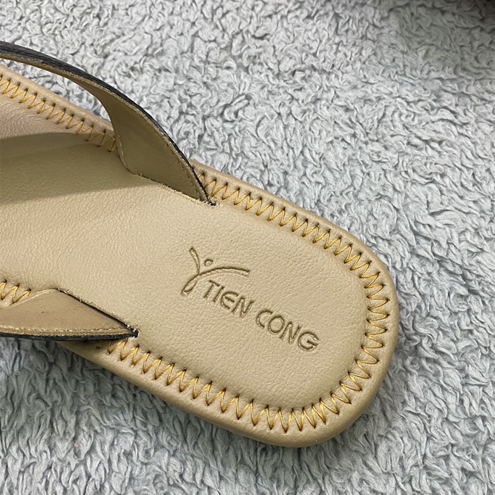 Dép Kẹp Nữ da bò kèm nơ TIẾN CÔNG thời trang XNN1002