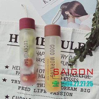 Bình Thủy Tinh Trụ Có Dây Đeo 350ml