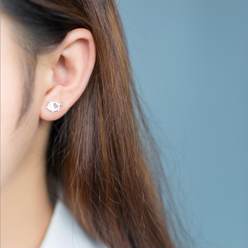 Bông Tai Nữ Hợp Kim Cao Cấp ERASHOP 000715 - Heo Tim Đơn Giản, Dễ Thương, Phù Hợp Đeo Hằng Ngày, Đi Chơi Siêu Rẻ Đẹp
