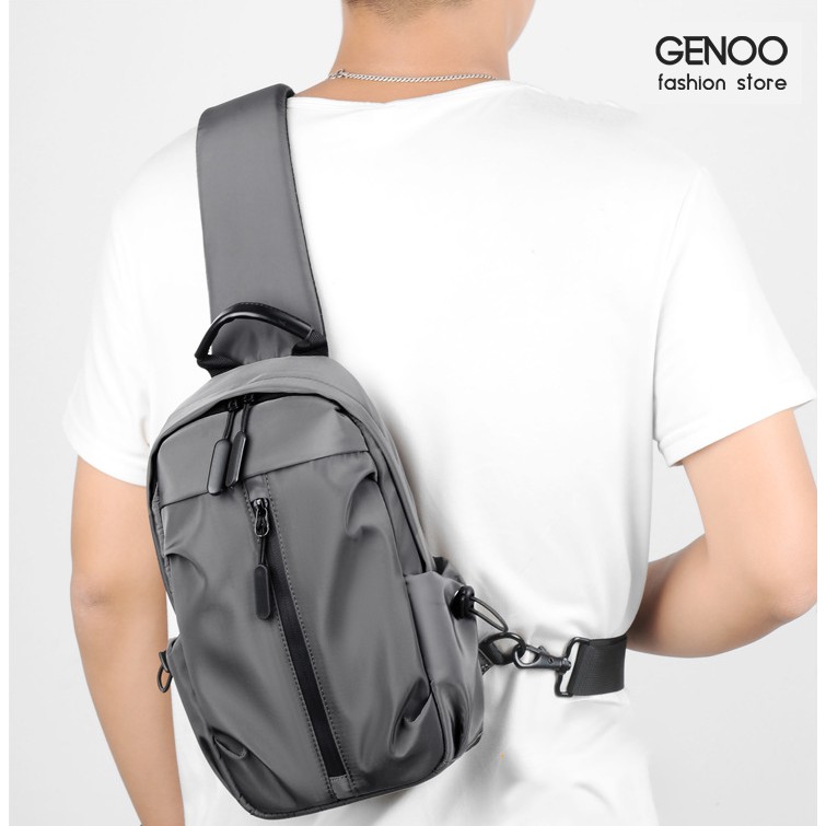 Túi Đeo Chéo Nam Nữ Basic Thể Thao Chống Nước GN004 Balo Một Quai Đeo Vai Bao Tử Vải Đen Mềm Mịn Cao Cấp GENBAG