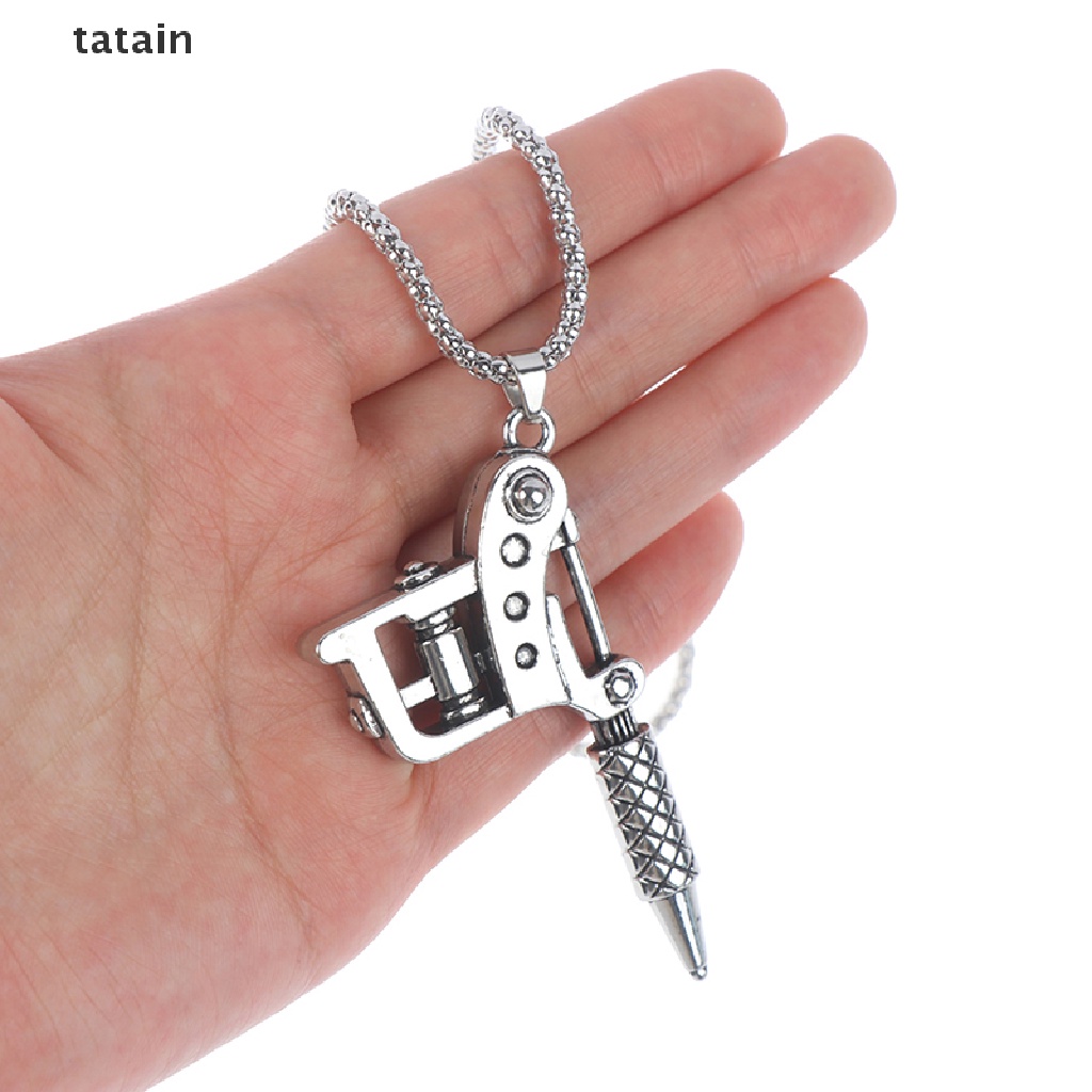 [TAT] Mini Tattoo Machine Tool Pendant Necklace Punk Vintage Tattoo Key Holder CVX