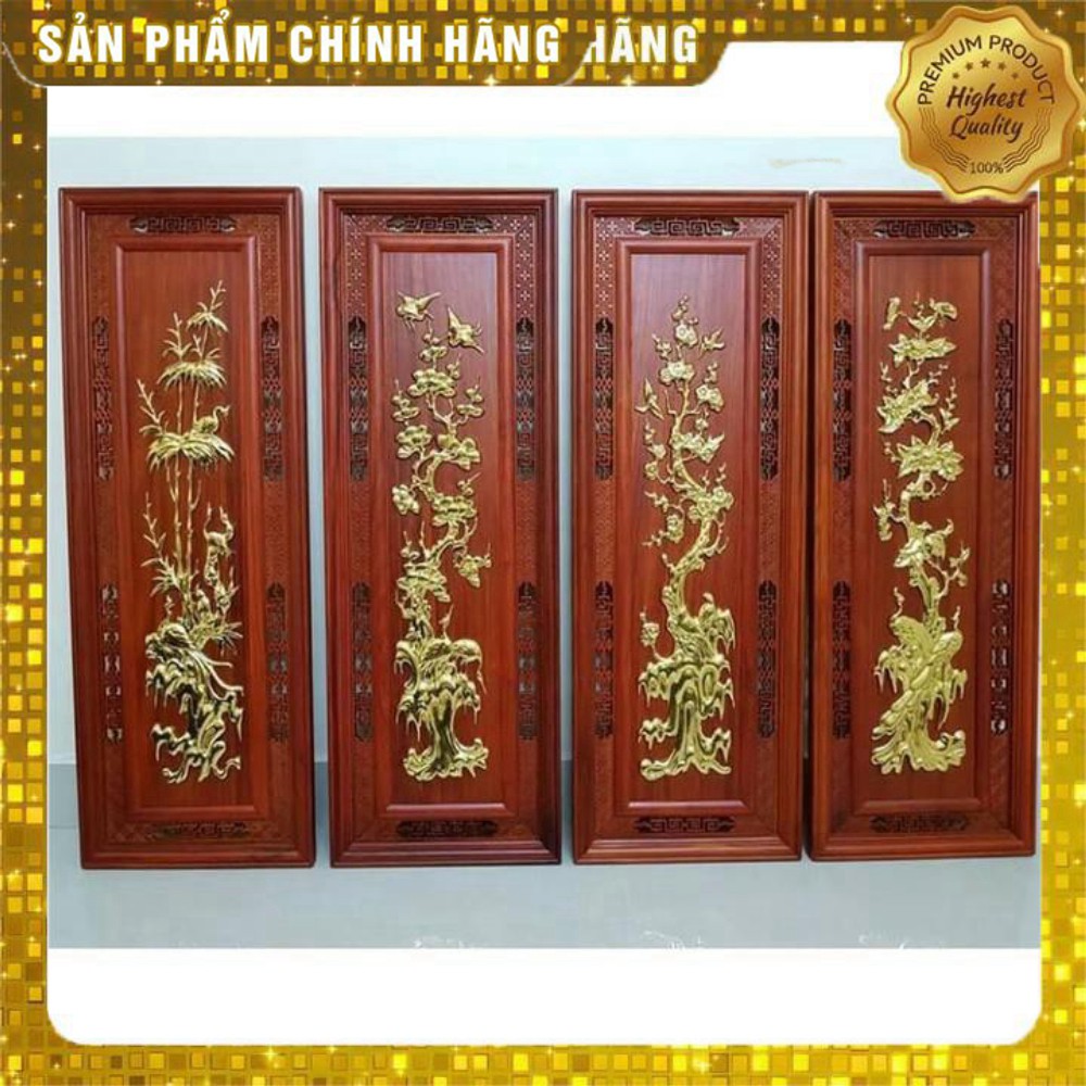 Bộ tranh gỗ hương tứ quý 38 x 108 x 3cm