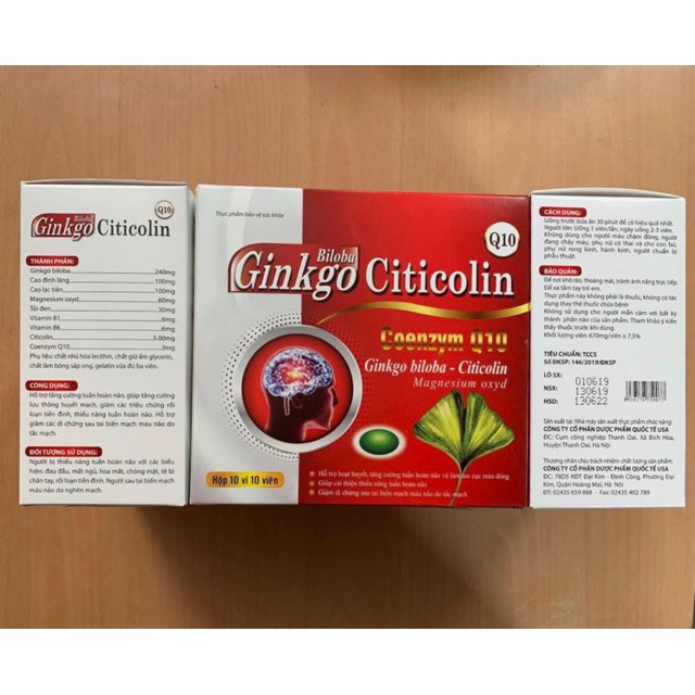 Ginkgo Biloba 240mg Hoạt huyết dưỡng não, giúp tăng cường lưu thông máu