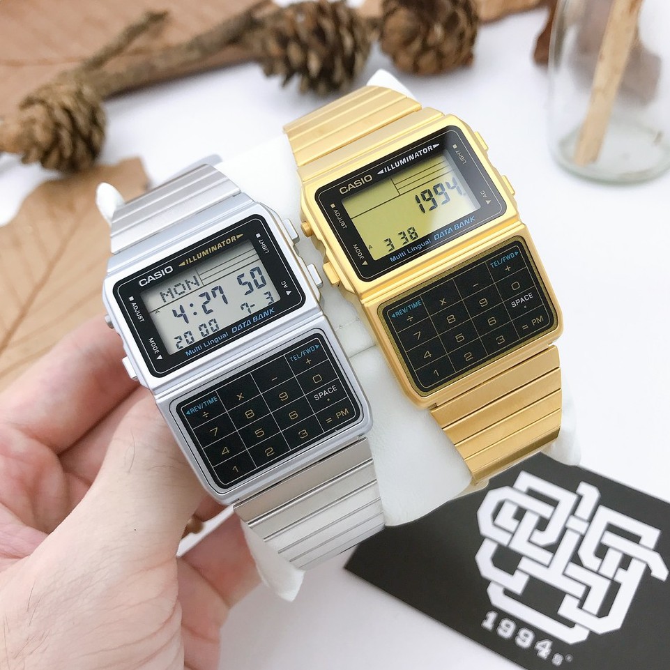 Đồng hồ nam Casio DBC-611-1 / DBC-611G-1 Data Bank, máy tính 8 chữ số, dây thép không gỉ, size 33,1mm, hàng chính hãng | BigBuy360 - bigbuy360.vn