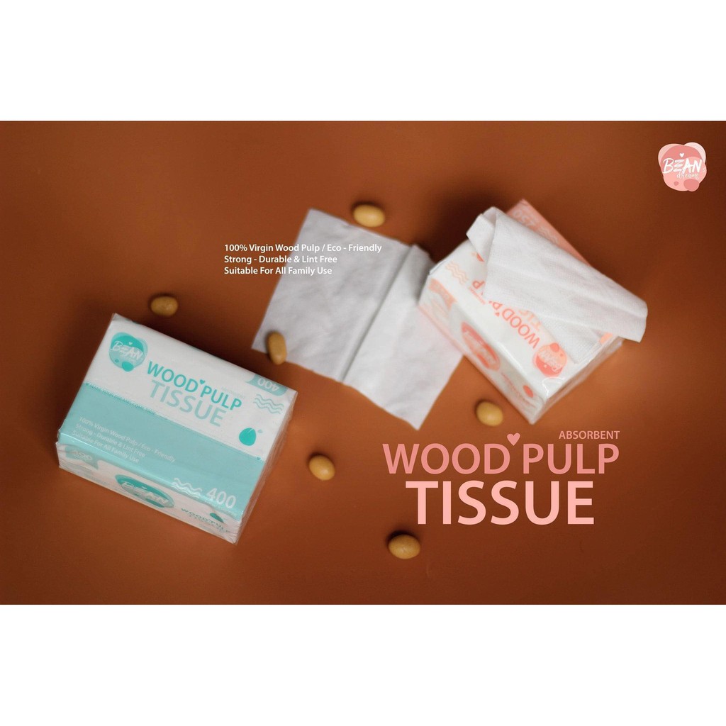 [Hàng Xuất Khẩu] Khăn Giấy Sạch BEAN - Wood Pulp Tissue 3 Lớp Siêu Dai, Mềm Mịn