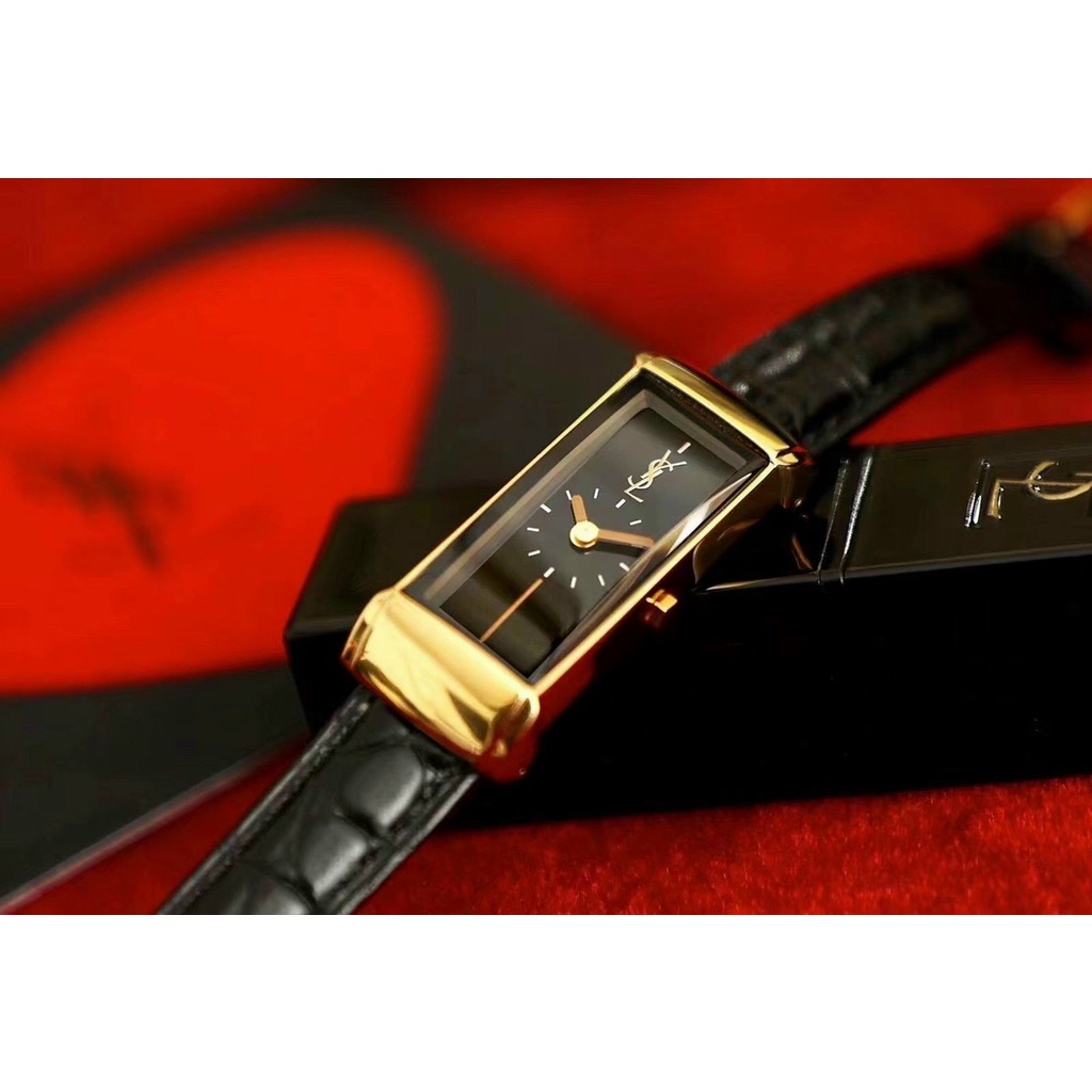 ĐỒNG HỒ SIÊU CẤP Y.SL dòng vintage E401P0 dây da nữ kính shaphire máy Thuỵ Sĩ Fullbox