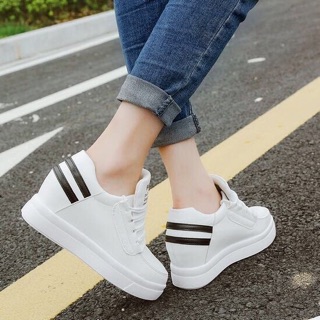 giày đế độn nữ trắng