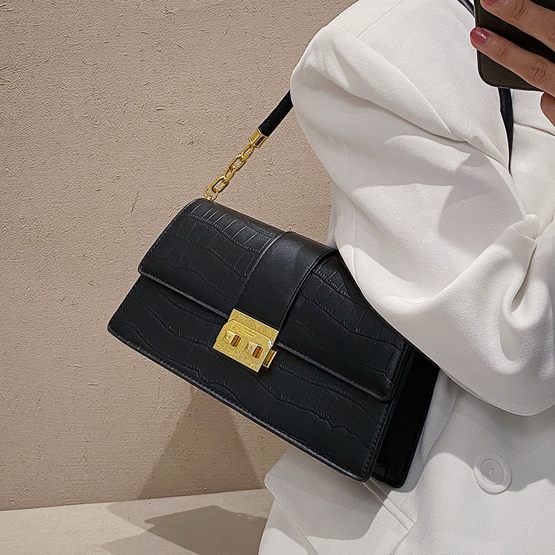 Túi đeo dưới cánh tay/ đeo cánh tay IELGY dáng vuông nhỏ họa tiết da cá sấu chất lượng cao cho nữ