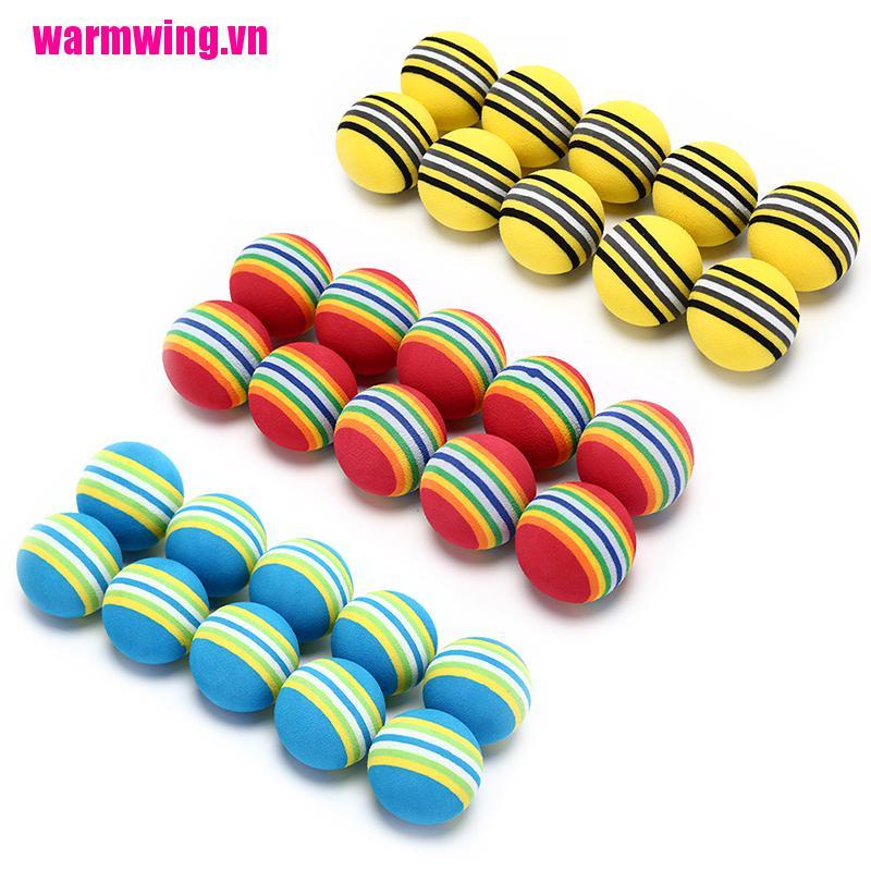 Set 10 Quả Bóng Golf Xốp Họa Tiết Kẻ Sọc Cầu Vồng Luyện Tập