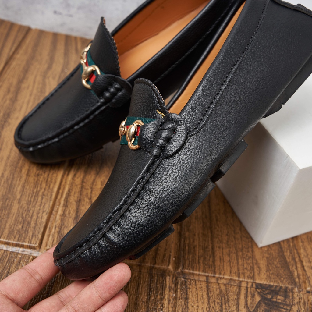 Giày Da Lười GC - Giày Lười Nam GC Da Mềm Đai Vải, Trẻ Trung Full Box