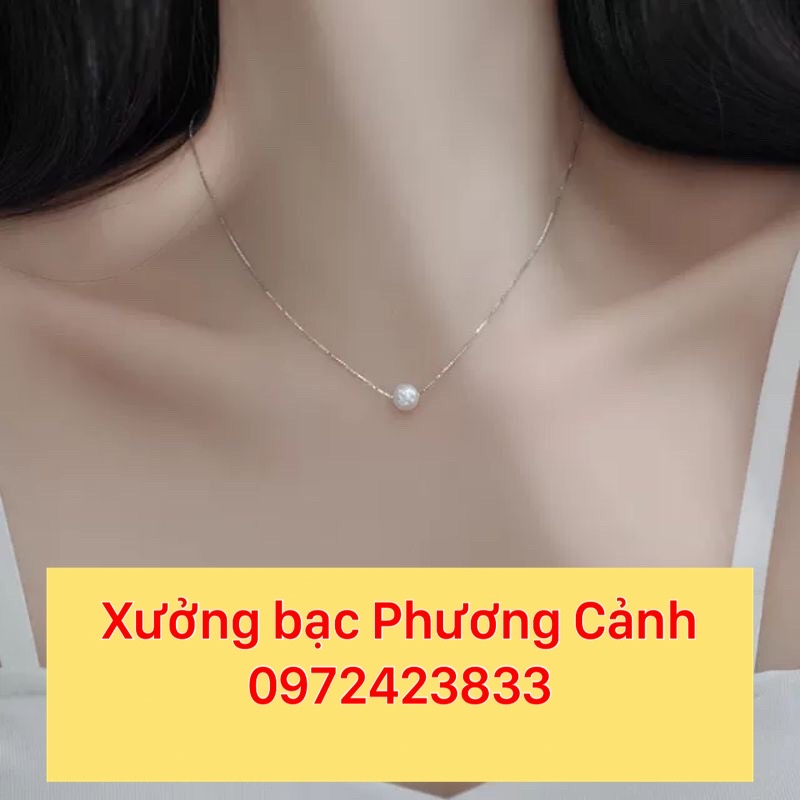 Dây Chuyền Bạc Đính Ngọc Trai Nhân Tạo Thiết Kế Đơn Giản Xưởng Bạc Phương Cảnh CPJ