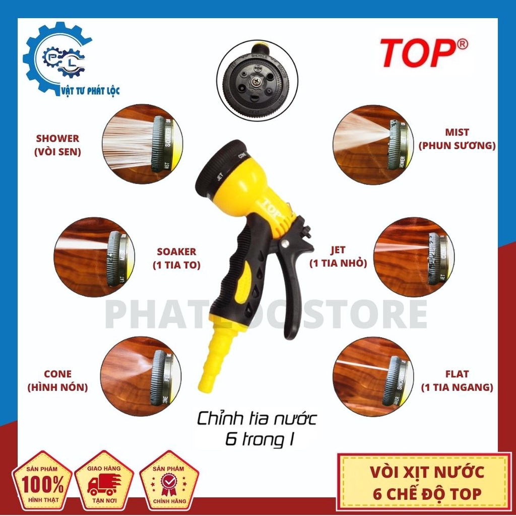 Vòi xịt rửa xe đa năng TOP cao cấp – điều chỉnh 6 chế độ