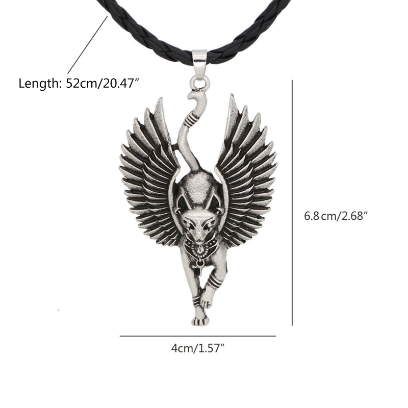 Mặt Vòng cổ Bằng Da Hình Tượng Mèo Ai Cập Bạc Thời Trang