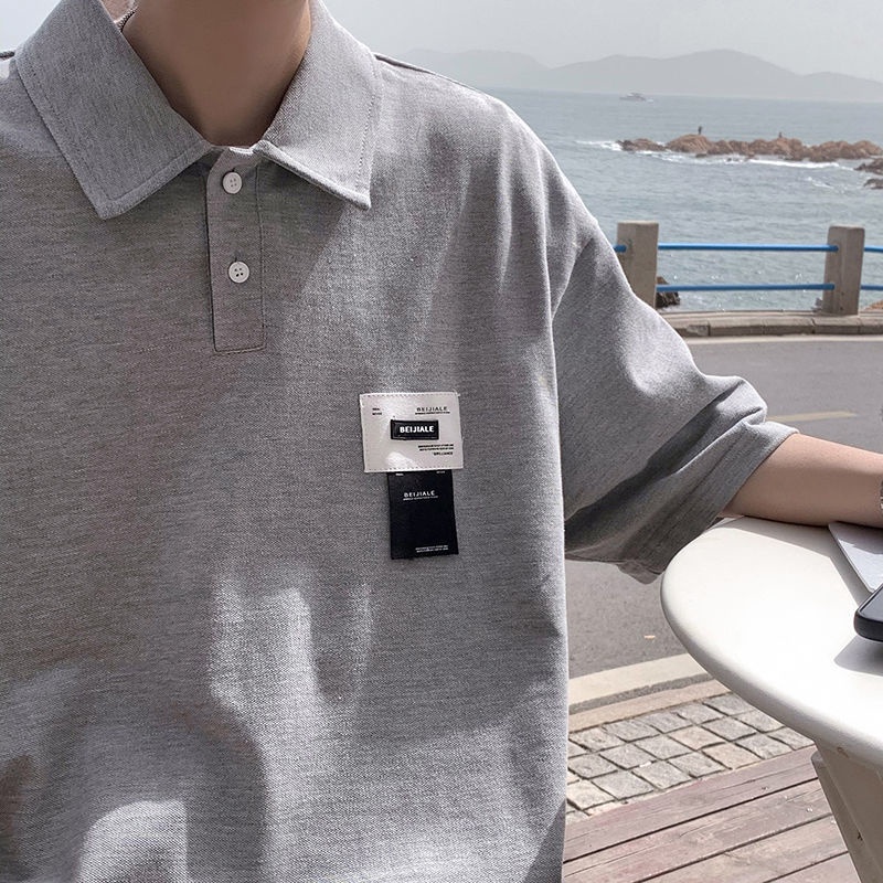 Áo polo tay lửng dáng rộng thời trang mùa hè dành cho nam