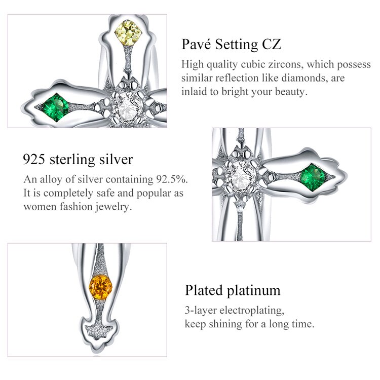 Hạt Vòng Tay Bamoer BSC343 Bằng Bạc 925 Sterling Hình Dạng Thánh Giá Phong Cách Lễ Tạ Ơn