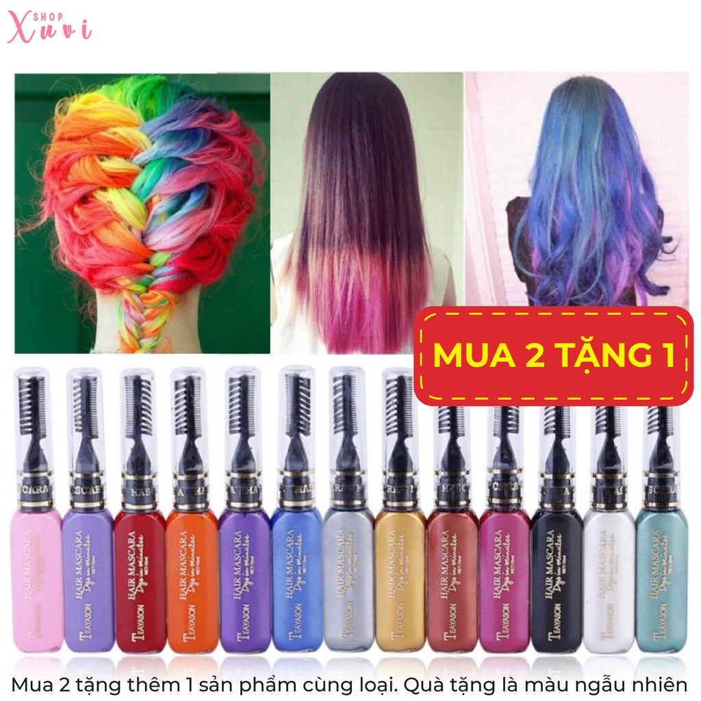 Mascara Thỏi Nhuộm Tóc Đổi Màu Tạm Thời TEAYASON Xám Khói l Xanh Dương l Đen l Trắng l Đỏ l Vàng l Tím l Lục - XUVI SHOP