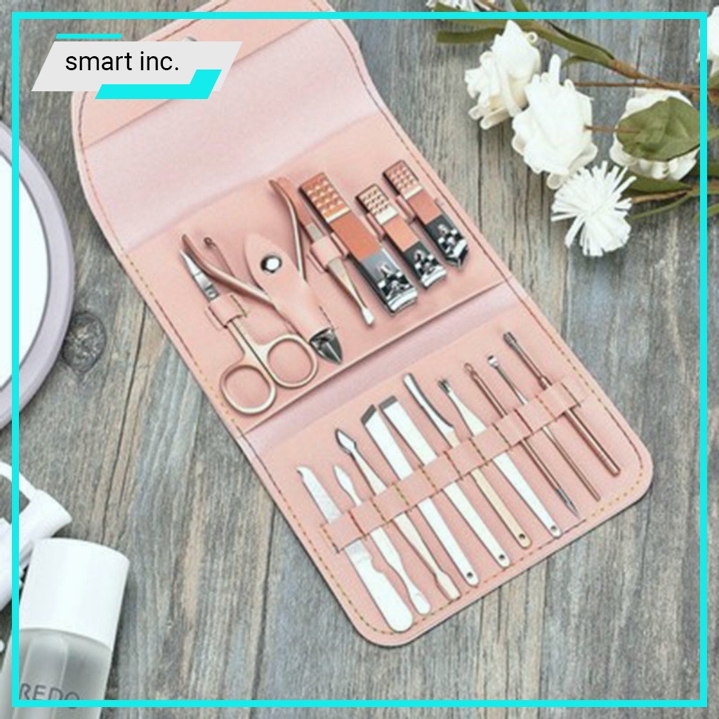 Bộ Bấm Cắt Móng Tay Nail Care Thép Không Rỉ 16 Món Màu Hồng Đa Năng