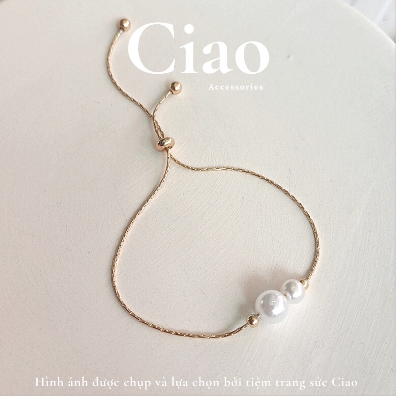[NEW ITEMS] Vòng tay thiết kế đính charm hạt ngọc đôi phong cách đơn giản tinh tế The Pearls Ciao