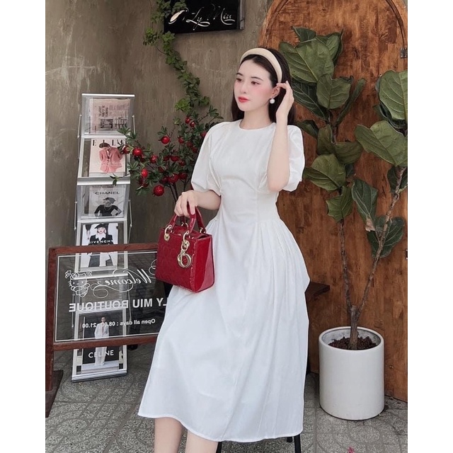Đầm trắng xếp ly - TK883