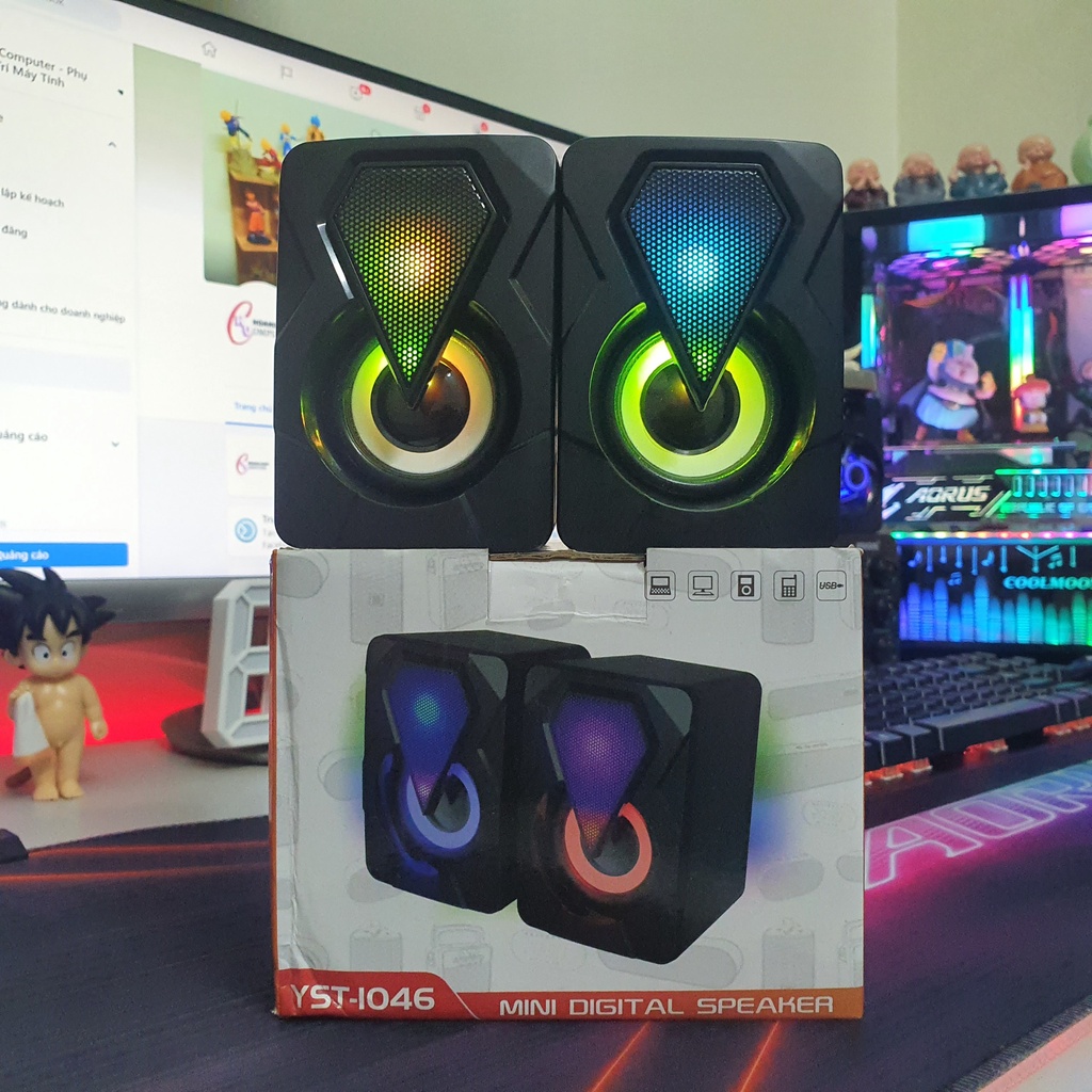 Loa máy tính Mini Digital Speaker X2 led RGB siêu đẹp, loa nghe nhạc hay
