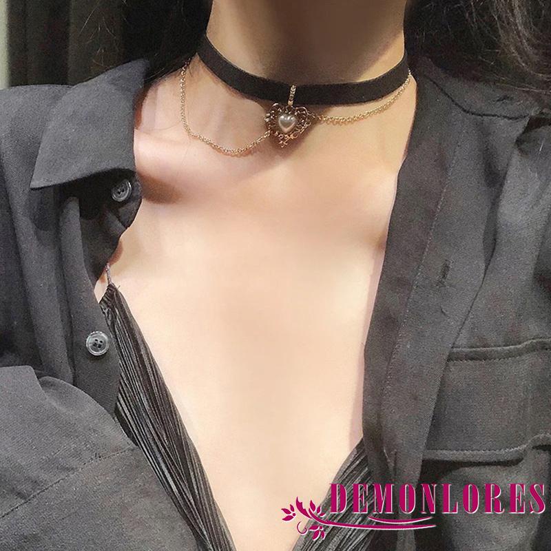 Dây chuyền mặt hình trái tim đính ngọc trai giả thời trang cho nữ