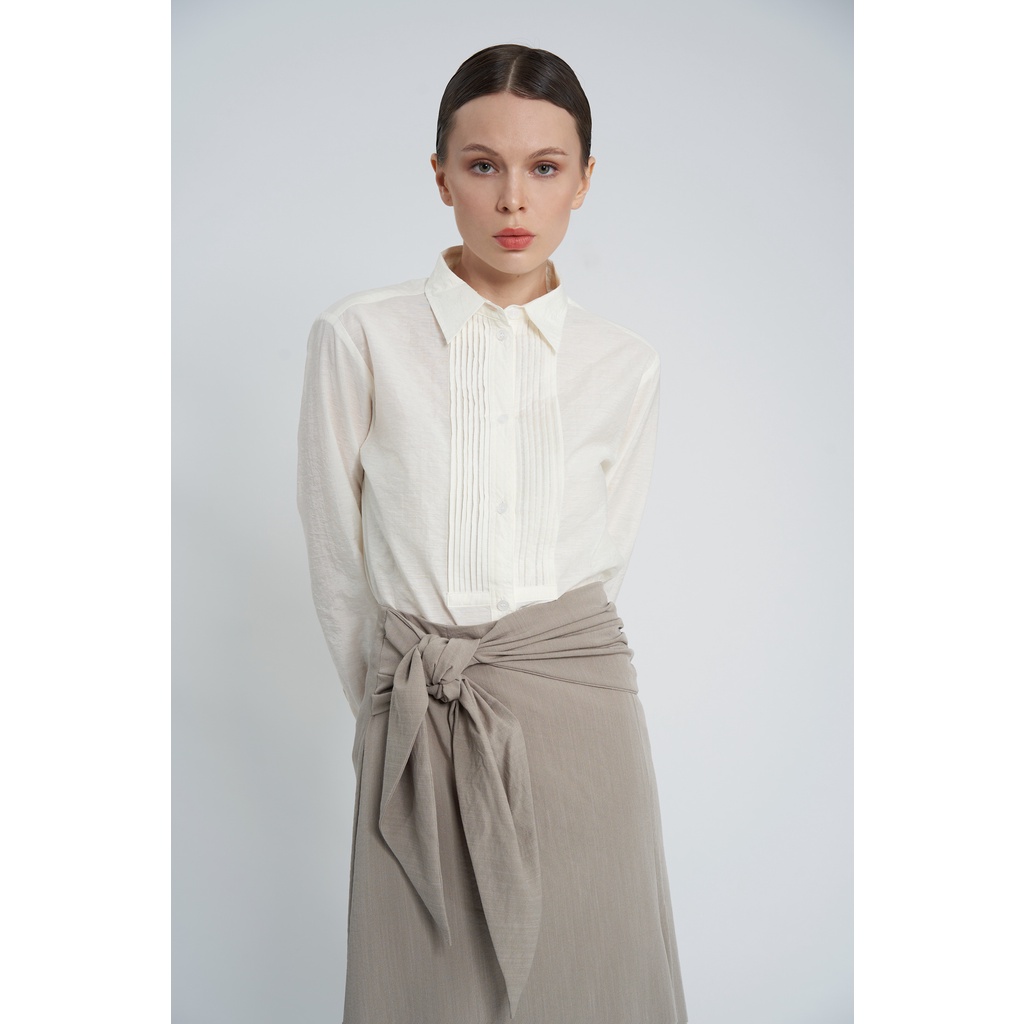 Áo sơ mi nữ KHÂU BY CQ chất Cotton Linen tay dài Slim-fit Tailored