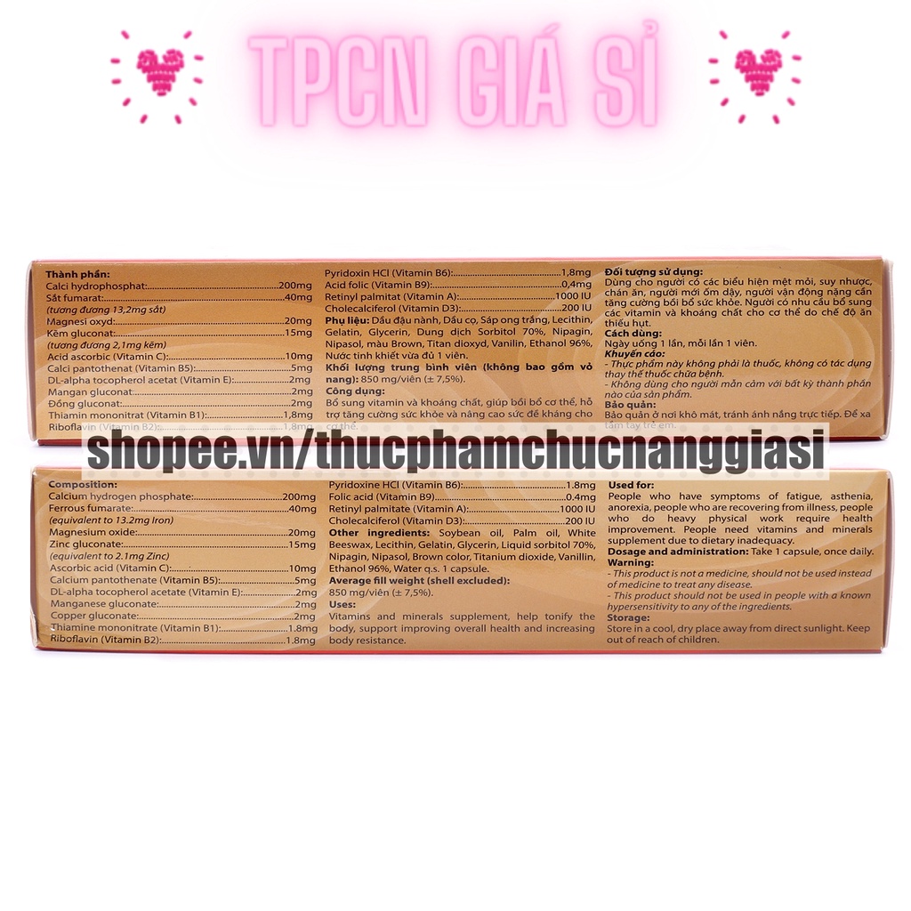 Vitamin tổng hợp PHAMAGEL PLUS bồi bổ cơ thể, tăng cường sức đề kháng - Hộp 30 viên