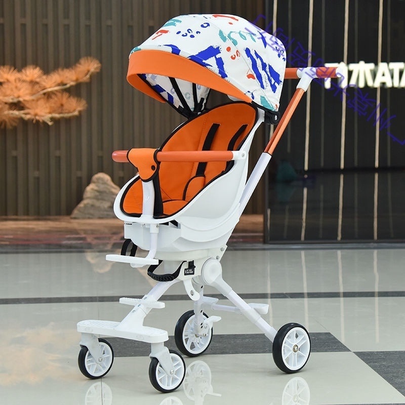 Xe đẩy gấp gọn 2 chiều 3 tư thế cao cấp BABYHOPE có thể ngả được 175 độ có mái che, đệm , lót