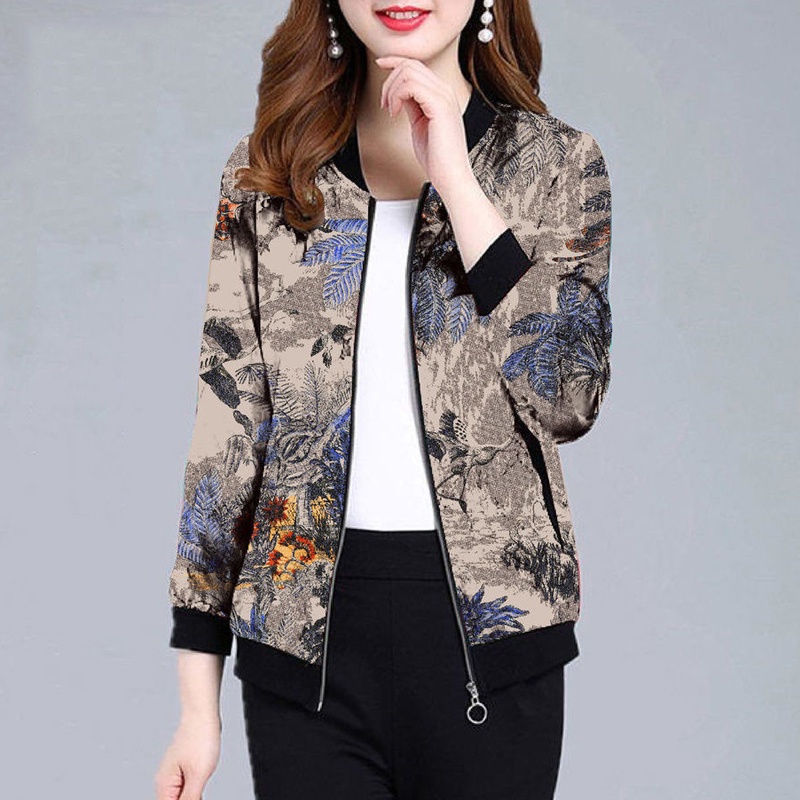 Áo Khoác Bomber Khóa Kéo In Họa Tiết Thời Trang Cho Nữ