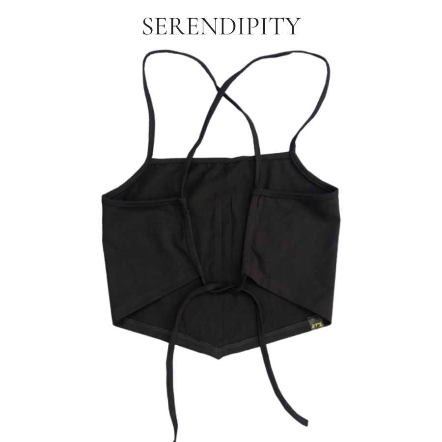 Áo Croptop yếm thắt nơ đằng sau thun cotton Qivity