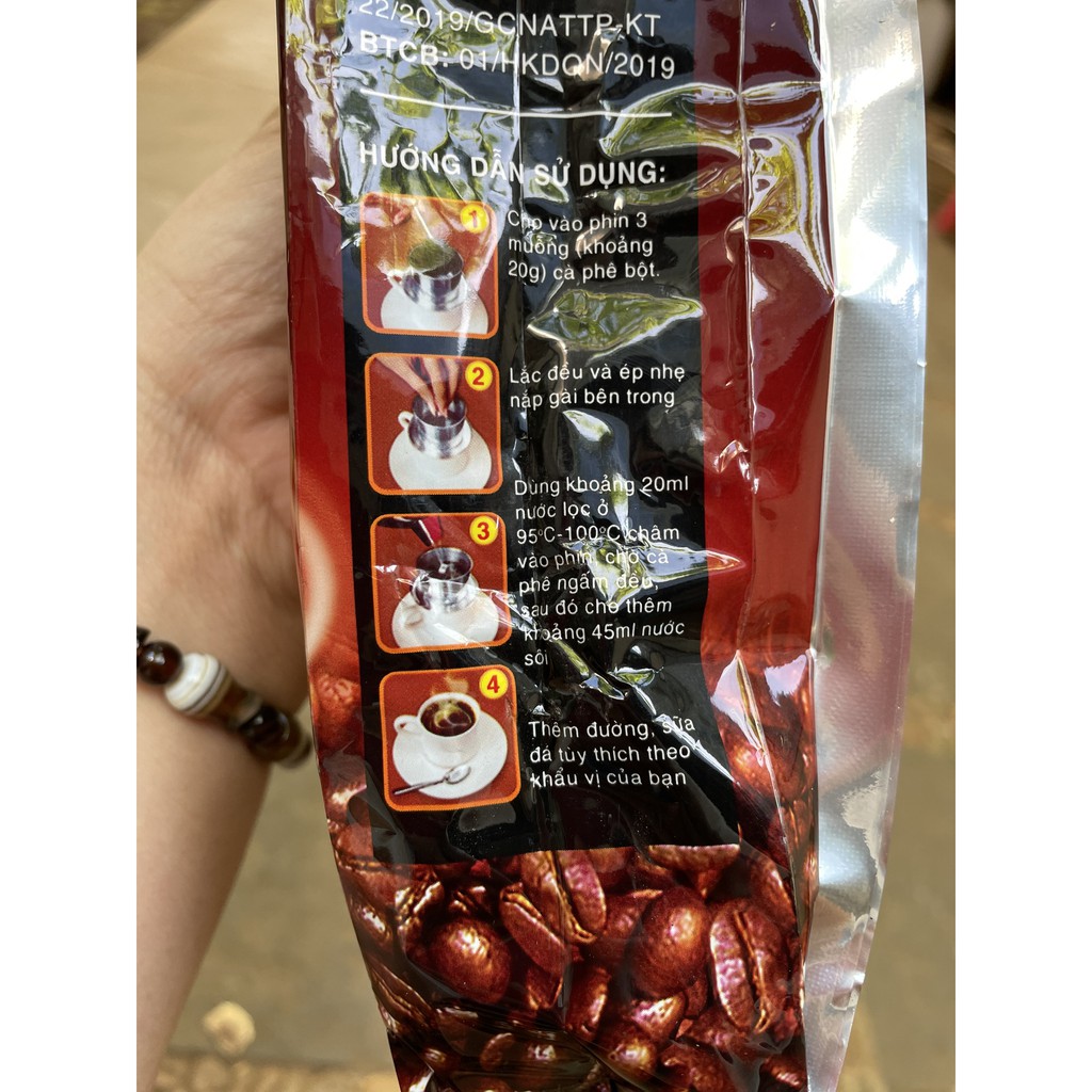 500gr Cà phê bột Bảo Ngọc - Thành phần hạt Coffee Robusta & Culi nguyên chất rang mộc