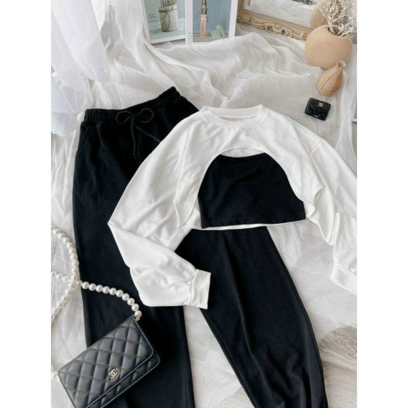 sét bộ 3 sản phẩm áo cặp &amp; quần dài thể thao(A15)