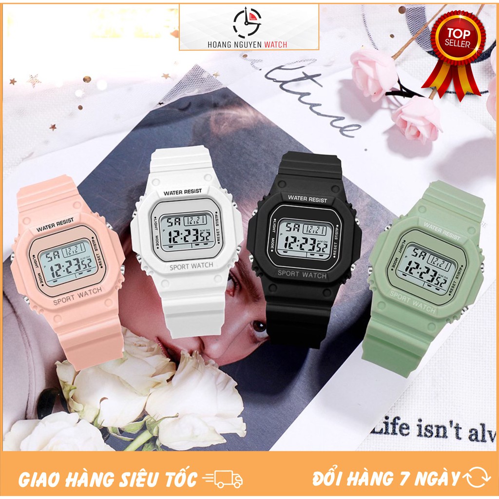 ĐỒNG HỒ NAM NỮ SPORT WATCH VUÔNG WATER RESIST D402 THỂ THAO CAO CẤP