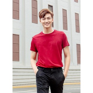 Áo thun đỏ trơn cổ tròn co giãn chất vải tốt GN126 Gấu Nâu