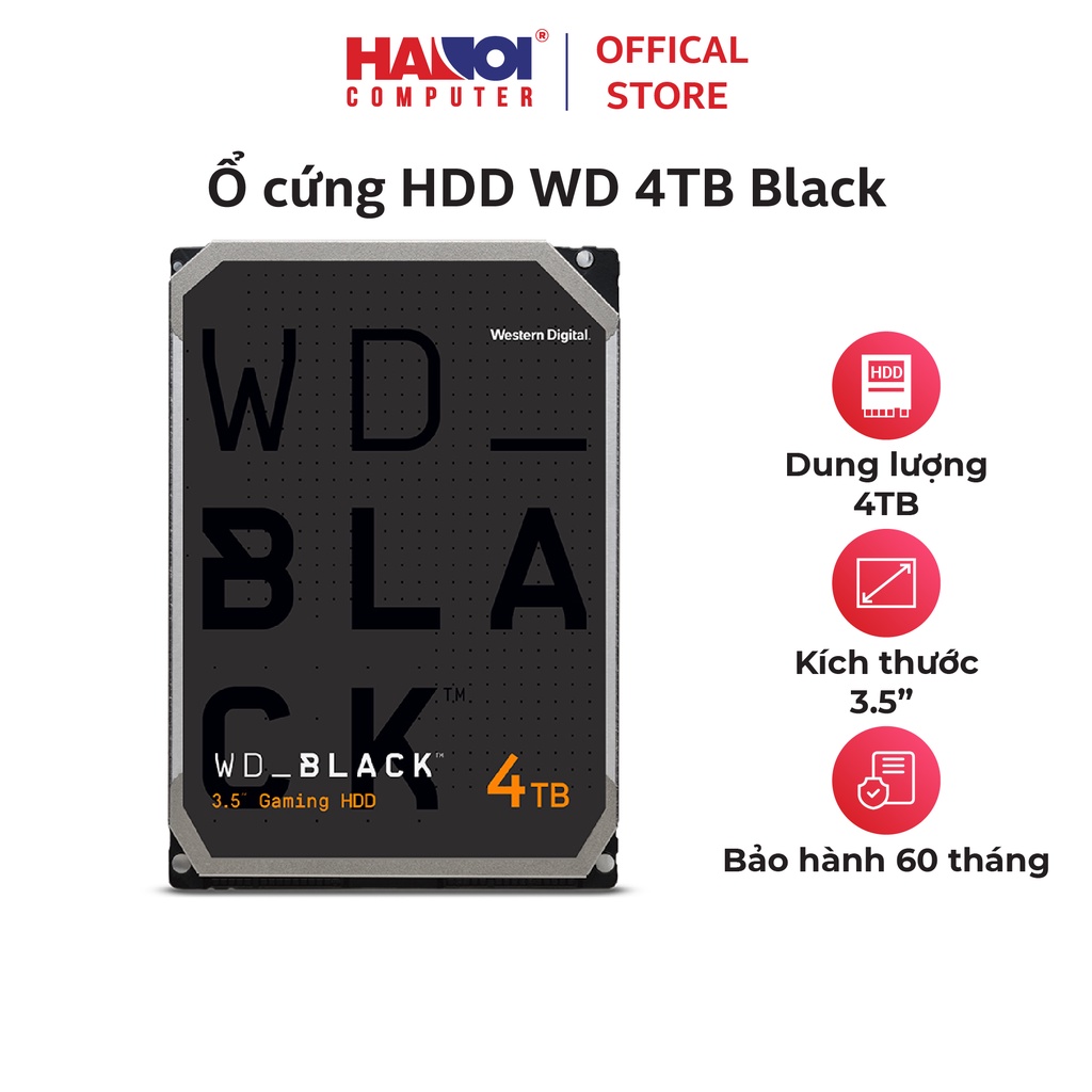 Ổ cứng HDD WD 4TB Black 3.5 inch, 7200RPM, SATA, 256MB Cache (WD4005FZBX)