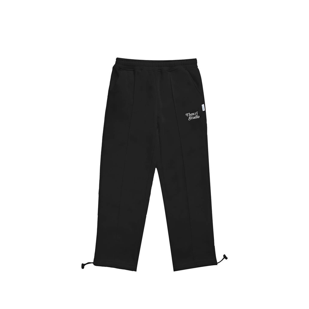 Quần jogger nữ ống rộng thêu hình mặt cười quần bom ống rộng nữ nỉ thun dáng jogger thể thao -Q028