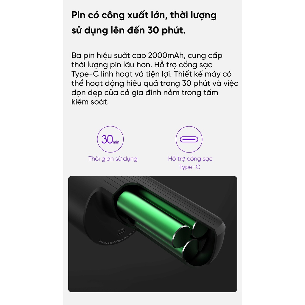 Máy Hút Bụi Cầm Tay Xiaomi Qingting- Hút Bụi Xe Ôto, Nhà -Di Động Không Dây Mini, Công Suất 16800 Pa