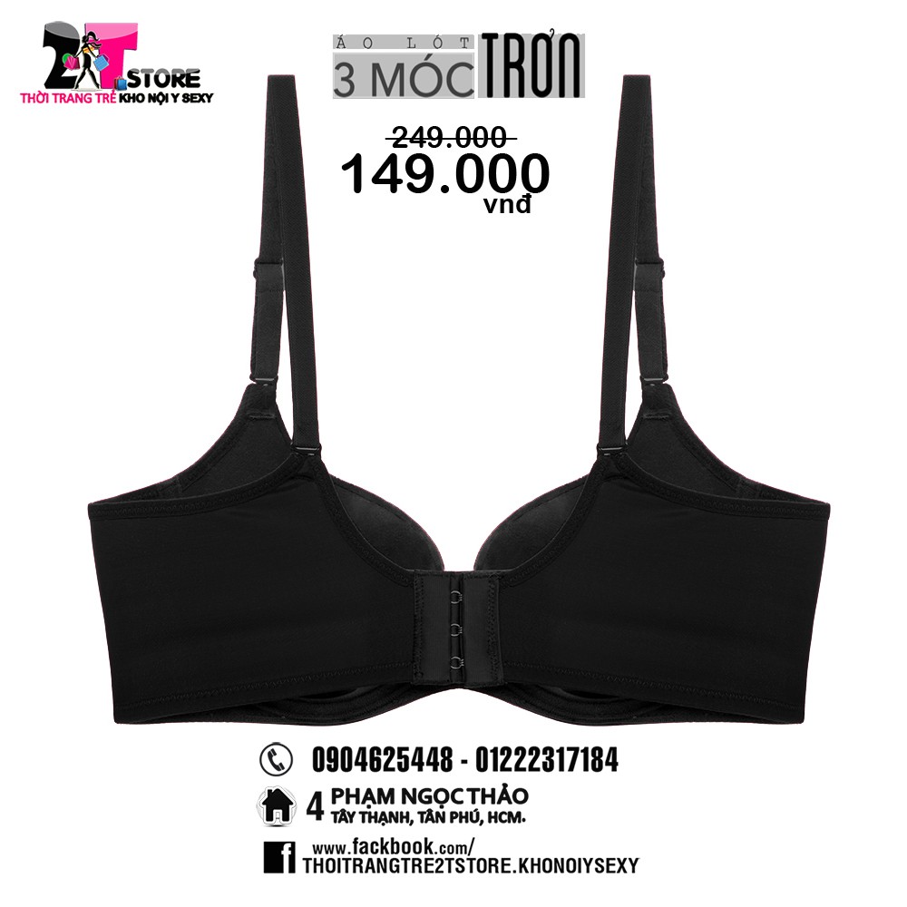 Áo Nâng Ngực Cotton 3 Móc Trơn (Đen)