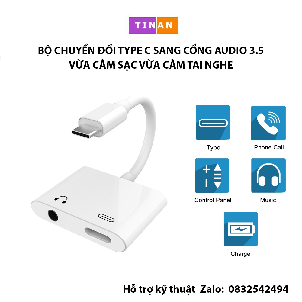 Bộ Chuyển Đổi Type C Sang Cổng Audio 3.5mm, Vừa Cắm Sạc Vừa Mang Tai Nghe