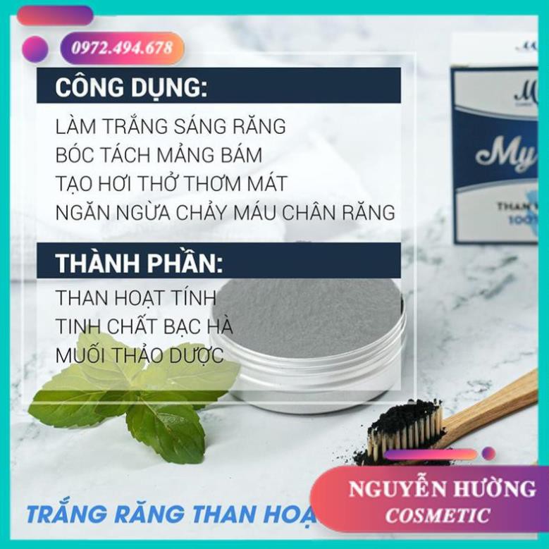 [CHÍNH HÃNG] MUA 1 TĂNG 1 .Bột than hoạt tính trắng răng My Smile 70gr