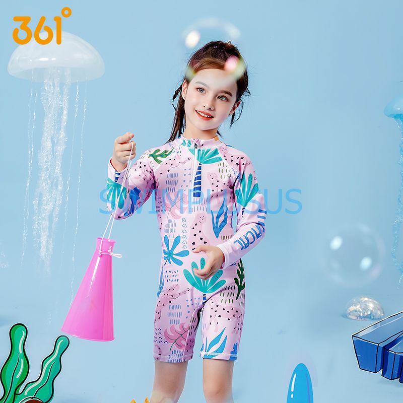 Bộ đồ bơi liền đùi dài tay bé gái 361