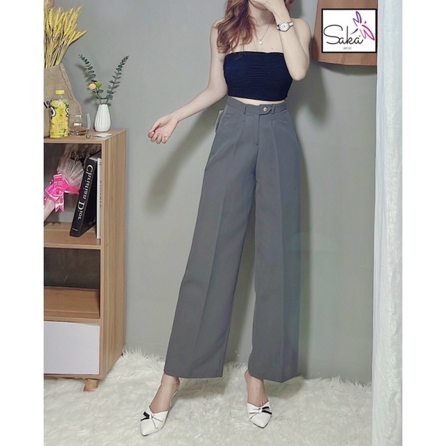 Quần suông dài lưng cao nữ nhiều màu thời trang