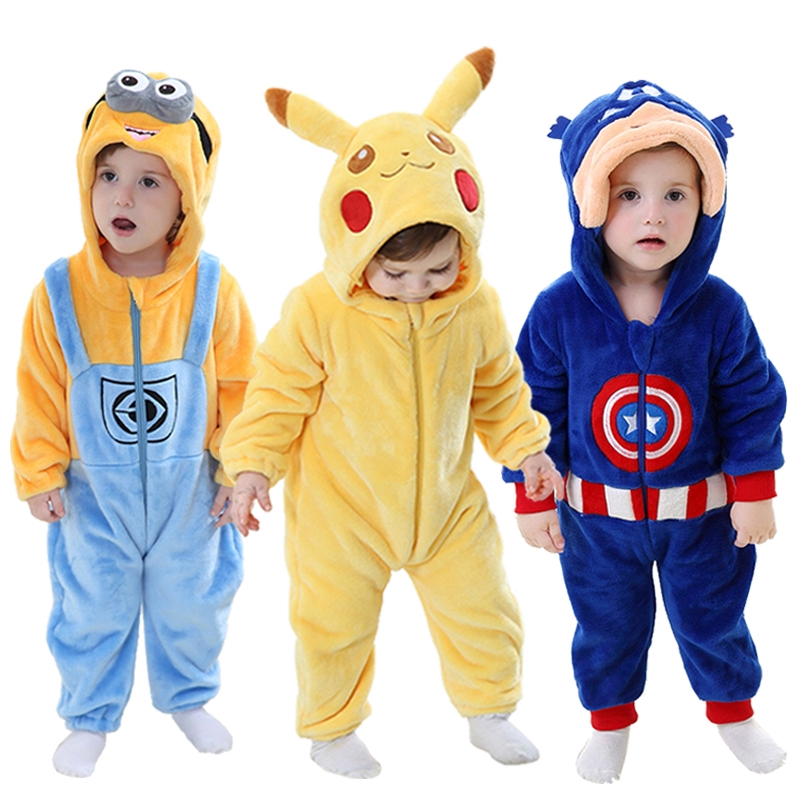 Bộ Áo Liền Quần Hình Pikachu Hoạt Hình Dễ Thương Cho Bé Trai