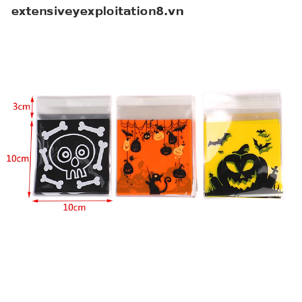 Set 100 Túi Nhựa Đựng Bánh Kẹo Phong Cách Halloween