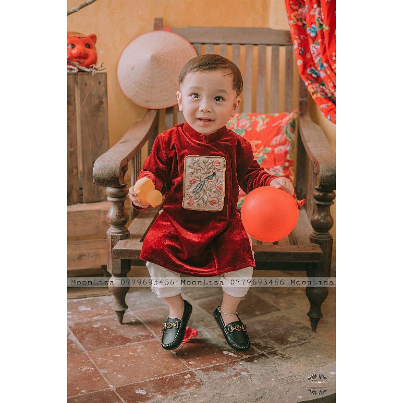 Áo dài thêu công cho bé trai Sản Xuất Trực Tiếp MOONLISA