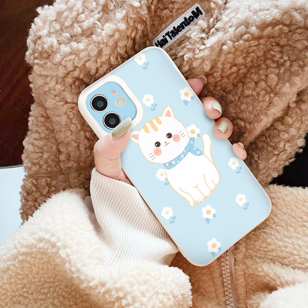Ốp lưng iphone mèo hoa đáng yêu chống sốc ốp iphone viền vuông 12pro/11pro/13pro/x/xr/xsmax/6/6s/7/8/plus/se2020